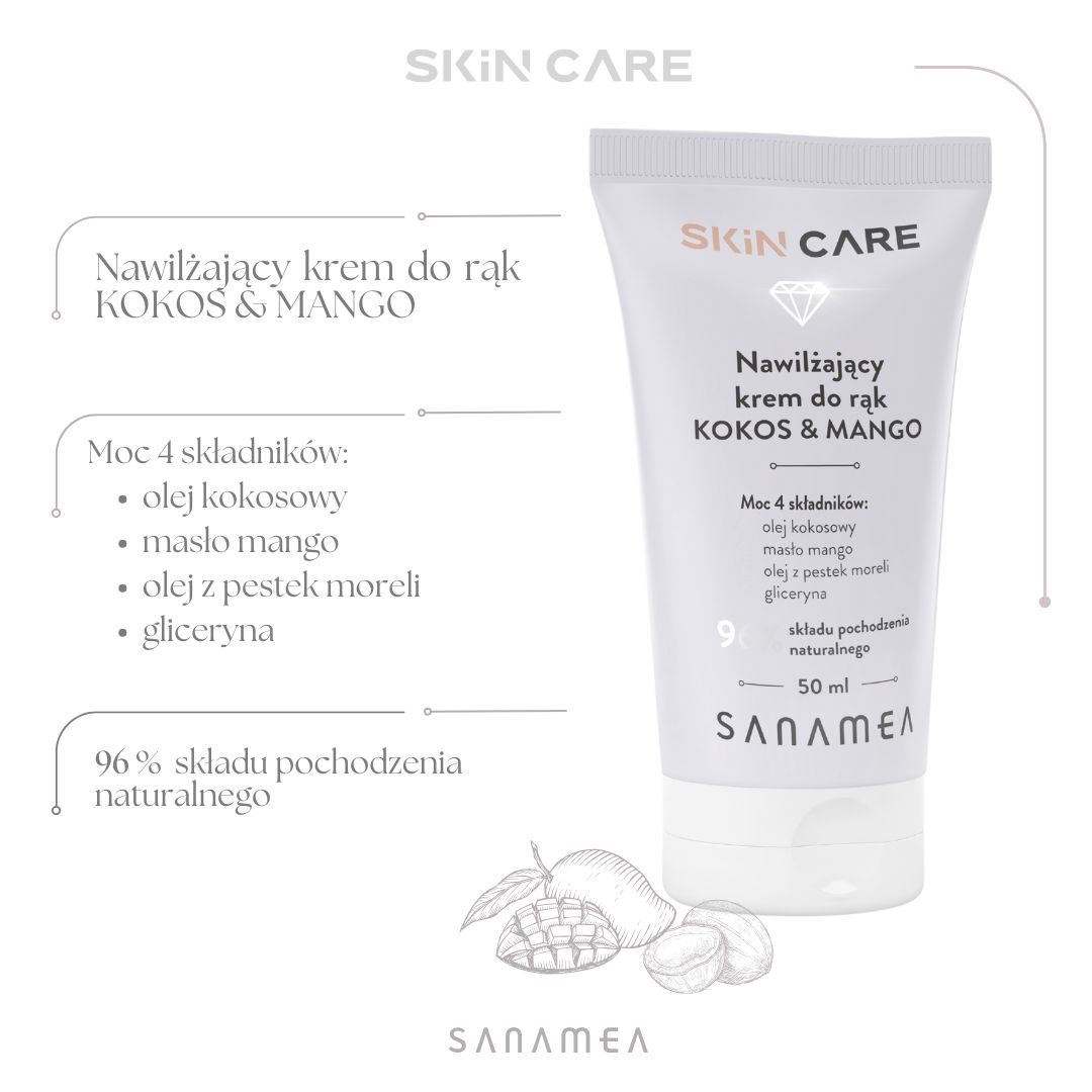 SANAMEA Skin Care Kokos & Mango Krem do rąk 50ml